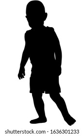Vector illustration. Silhouette of a small boy which stands