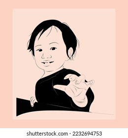 vector illustration of a silhouette of a smiling little girl