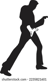 Vector illustration silhouette solo guitarist men adult pose isolated on white background