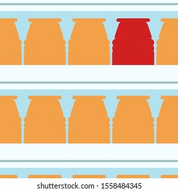 Vector illustration of Silhouette store shelf and drink bottles