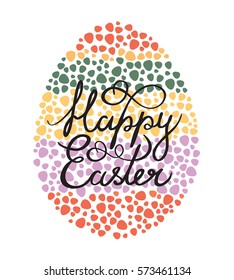 Vector illustration of a silhouette of striped Easter egg with text 'Happy Easter'