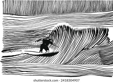 vector illustration  silhouette of a surfer