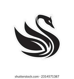 Ilustración vectorial de una silueta de un cisne que aletea sus alas