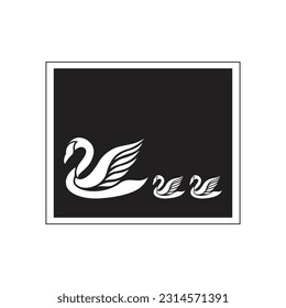 Ilustración vectorial de una silueta de un cisne que aletea sus alas