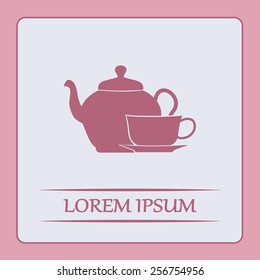  Vector illustration. silhouette of teapot and cup