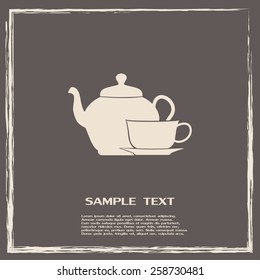  Vector illustration. silhouette of teapot and cup