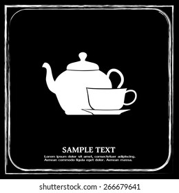  Vector illustration. silhouette of teapot and cup