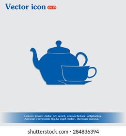  Vector illustration. silhouette of teapot and cup