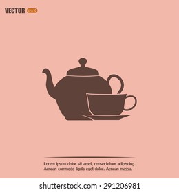  Vector illustration. silhouette of teapot and cup