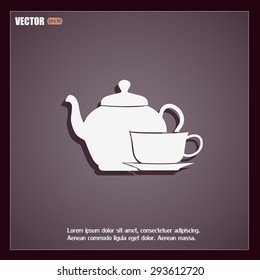  Vector illustration. silhouette of teapot and cup