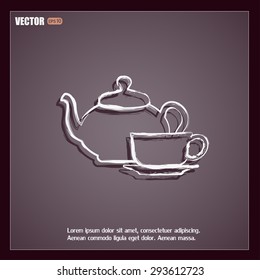  Vector illustration. silhouette of teapot and cup