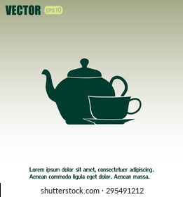  Vector illustration. silhouette of teapot and cup