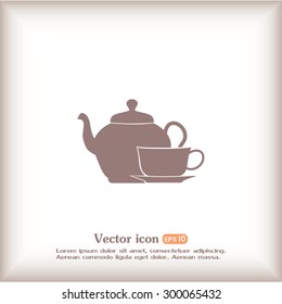 Vector illustration. silhouette of teapot and cup