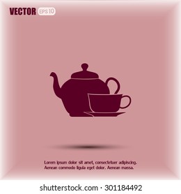  Vector illustration. silhouette of teapot and cup