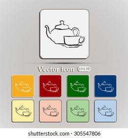  Vector illustration. silhouette of teapot and cup