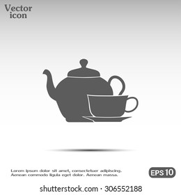 Vector illustration. silhouette of teapot and cup