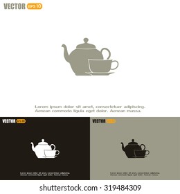 Vector illustration. silhouette of teapot and cup