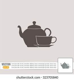  Vector illustration. silhouette of teapot and cup
