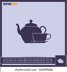  Vector illustration. silhouette of teapot and cup