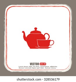  Vector illustration. silhouette of teapot and cup