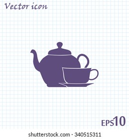 Vector illustration. silhouette of teapot and cup