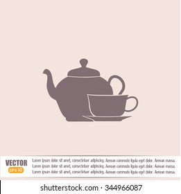 Vector illustration. silhouette of teapot and cup
