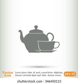  Vector illustration. silhouette of teapot and cup