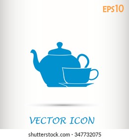  Vector illustration. silhouette of teapot and cup
