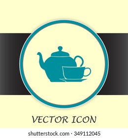  Vector illustration. silhouette of teapot and cup