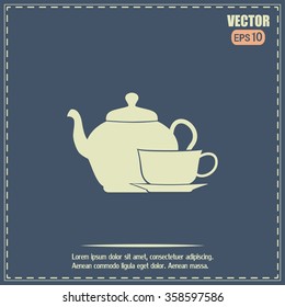 Vector illustration. silhouette of teapot and cup