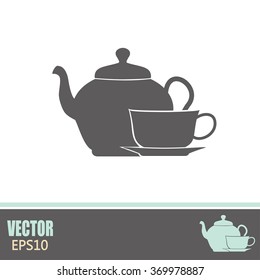  Vector illustration. silhouette of teapot and cup