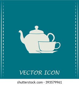  Vector illustration. silhouette of teapot and cup