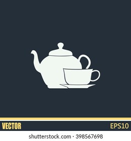  Vector illustration. silhouette of teapot and cup