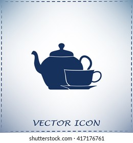  Vector illustration. silhouette of teapot and cup