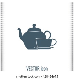  Vector illustration. silhouette of teapot and cup