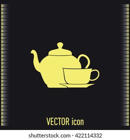  Vector illustration. silhouette of teapot and cup