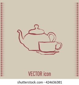  Vector illustration. silhouette of teapot and cup