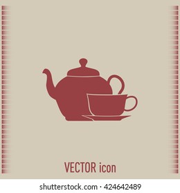  Vector illustration. silhouette of teapot and cup