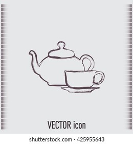  Vector illustration. silhouette of teapot and cup