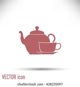  Vector illustration. silhouette of teapot and cup