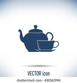  Vector illustration. silhouette of teapot and cup