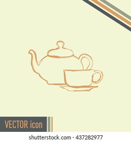  Vector illustration. silhouette of teapot and cup