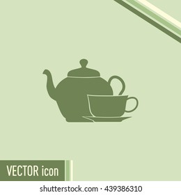  Vector illustration. silhouette of teapot and cup