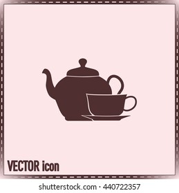  Vector illustration. silhouette of teapot and cup