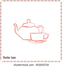  Vector illustration. silhouette of teapot and cup