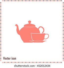 Vector illustration. silhouette of teapot and cup