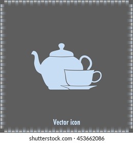  Vector illustration. silhouette of teapot and cup