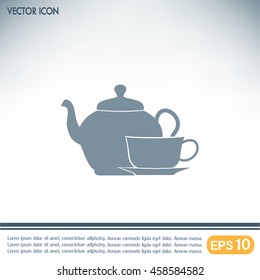  Vector illustration. silhouette of teapot and cup