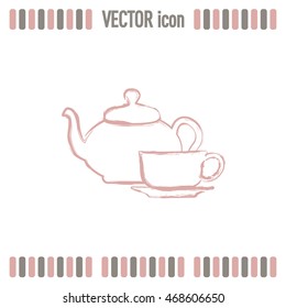  Vector illustration. silhouette of teapot and cup