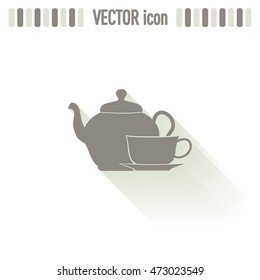  Vector illustration. silhouette of teapot and cup